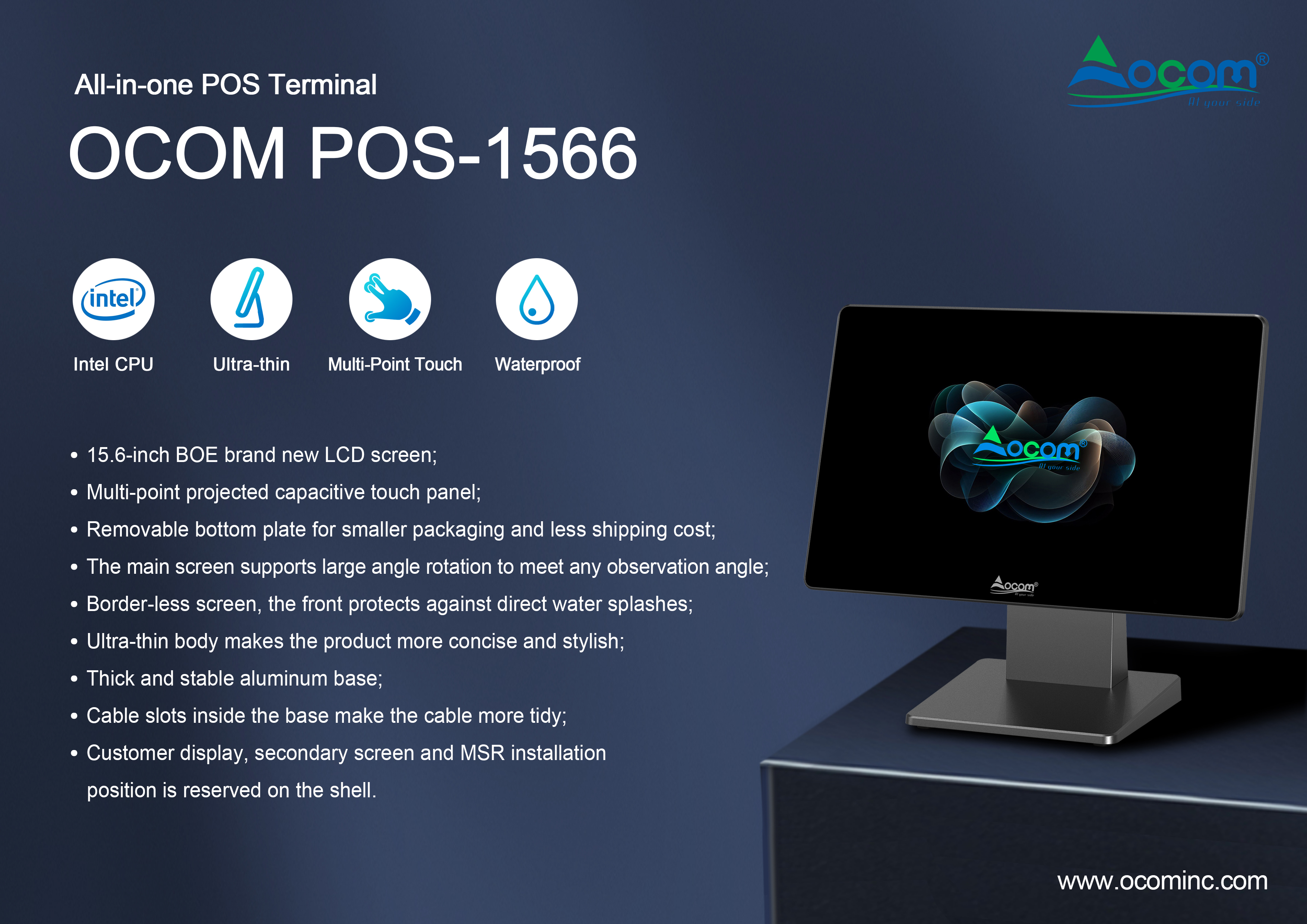 POS-1566,15.6 inch BOE brand new LCD screen, 1920*1080 resolution