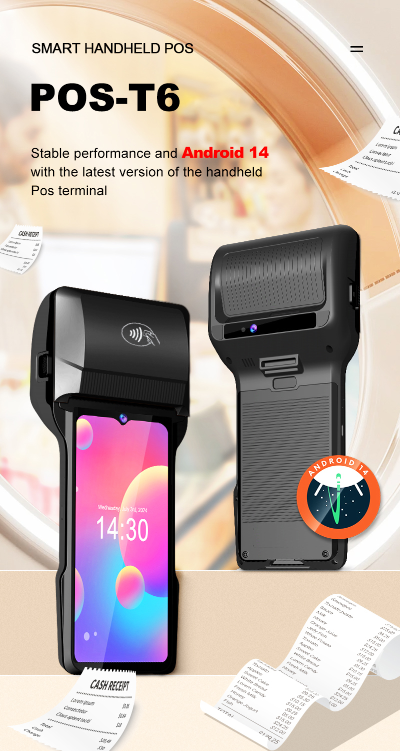 POS-T6 Portable POS, built-in high speed 80mm thermal receipt and label printer