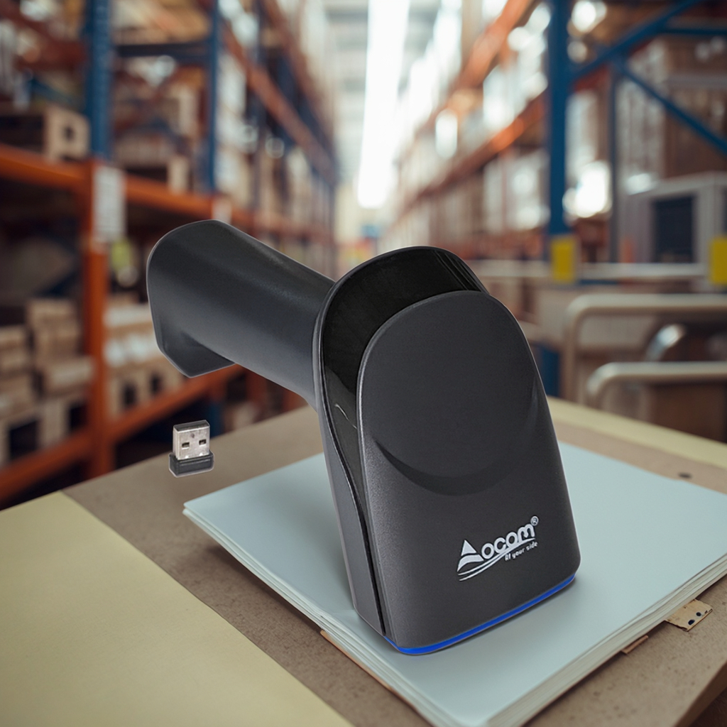 OCOM 2D&1D Handheld Wireless Barcode Scanner Scanning Gun Wired Usb Bar Qr Code Reader Store Supermarket Warehouse Inventory