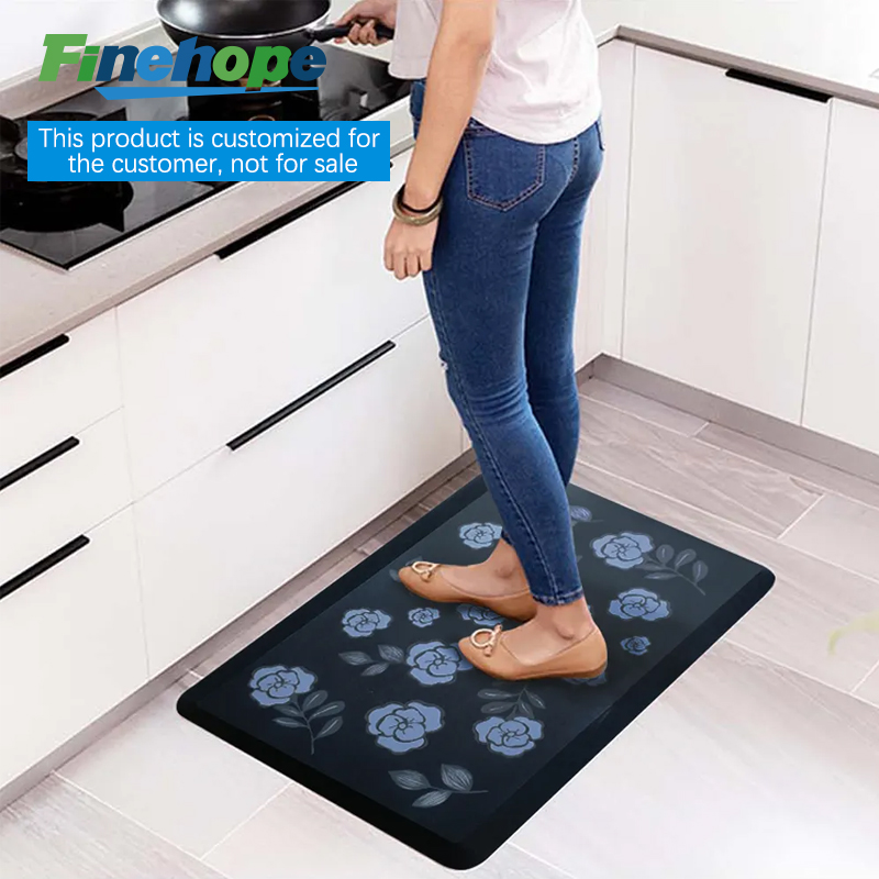 Finehope Pas keuken bedrukte siliconen matten yoga-logo kleurrijke volwassen pads aan met opdruk Aangepaste vloermatproducent