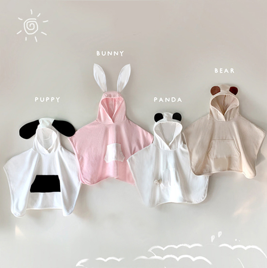 100% Cotton Animal Shape Baby Bath Towel Cute Bear Hooded Beach Towel Kids Newborn Blanket