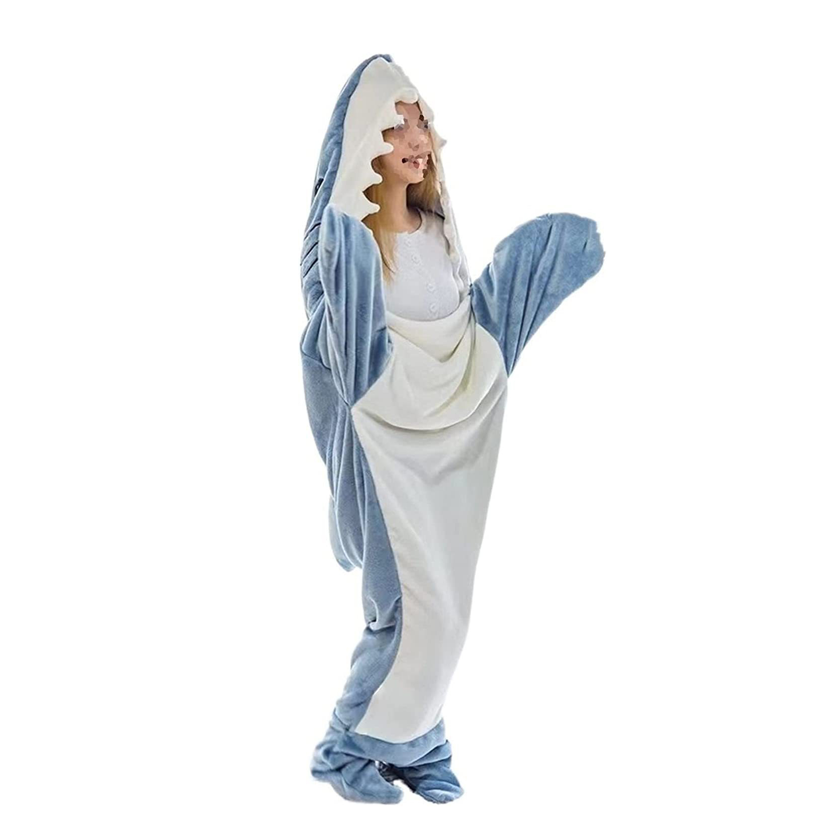 Coperta con cappuccio TV indossabile con coperta di squalo