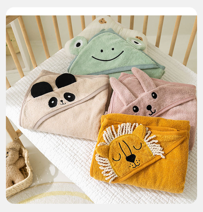 100%Cotton Baby Hooded Bath Towel  Wrap With Animal Ears