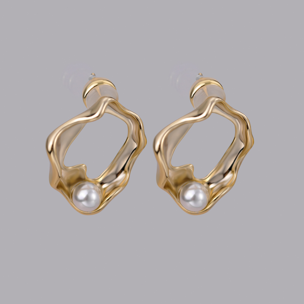 Modischer Mode-Perlen-geometrischer Zirkon-Bolzen-Ohrring.