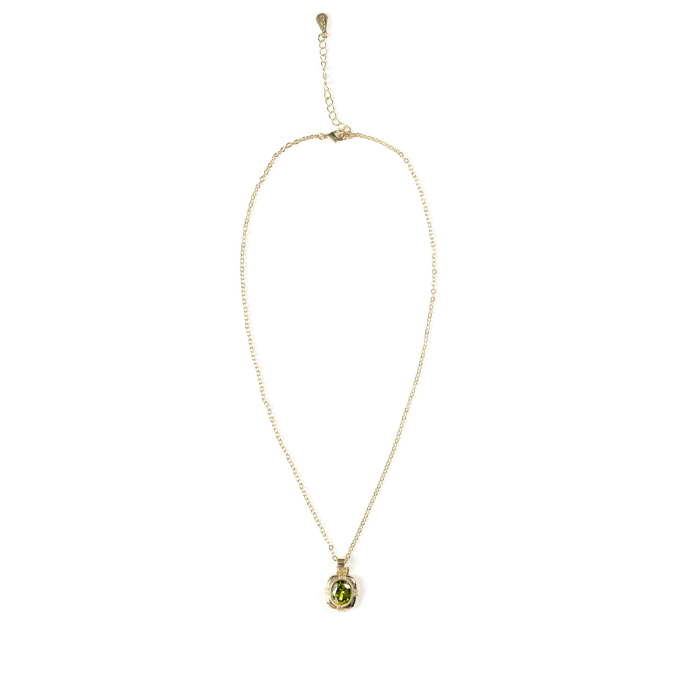 Light Green Emerald Pendant O-Chain Necklace.