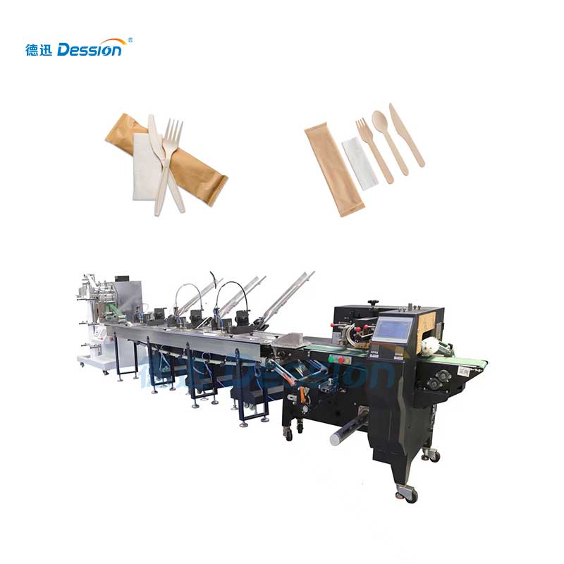 Nhà sản xuất máy đóng gói khăn giấy ướt tự động muỗng nĩa dao kéo