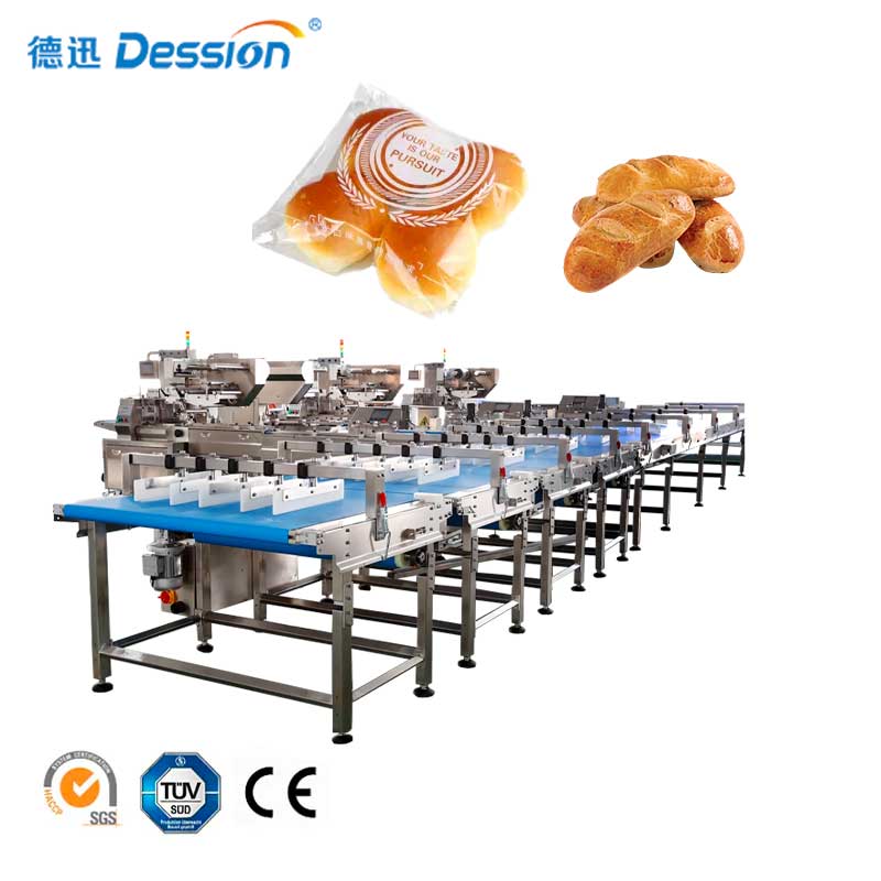 Fabricantes de línea de alimentación de envasado de bollos de pan, oblea, galletas, galletas automáticas multifunción