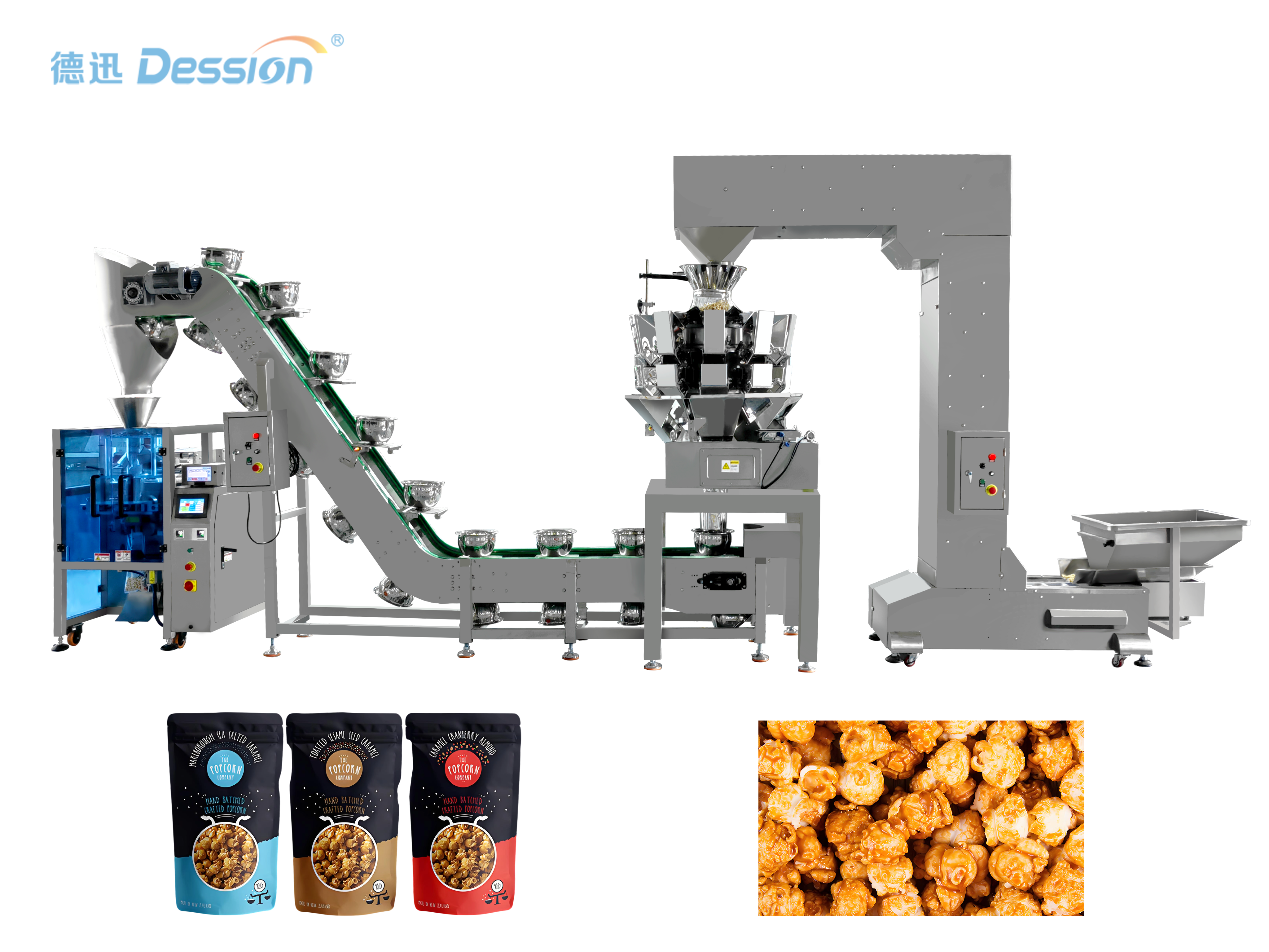 Commerciële volledig automatische verticale popcorn verpakkingsmachine