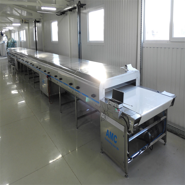 High performance stainless steel cosmetics conveyor belt cooling tunnel