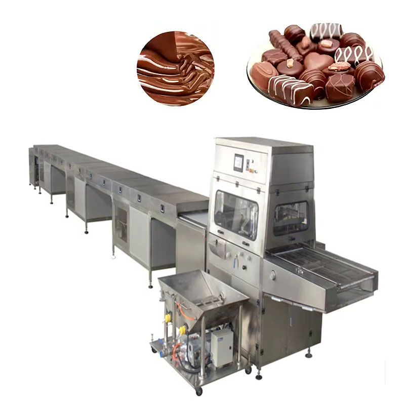 chocolate enrobing production line chocolate candy cooling tunnel small chocolate enrobing machine
