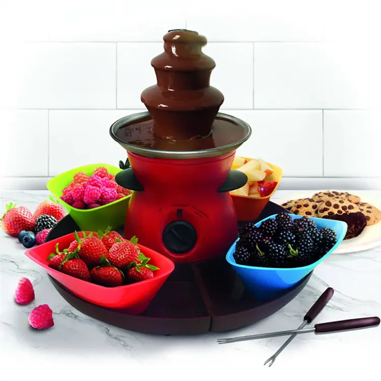 3 Tier Chocolate Fondue Fountain Electric Stainless Chocolate Melts Dipping Warmer Machine