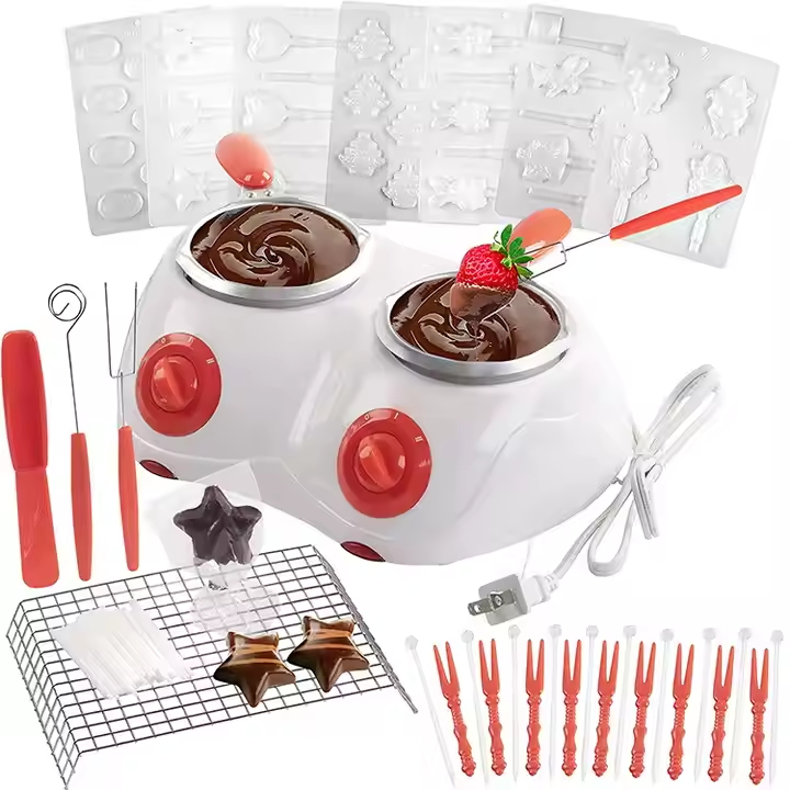 Chocolate Melting Pot Dual Electric Chocolate Fondue Melting Pot Gift Set Double Cheese Fondue Maker