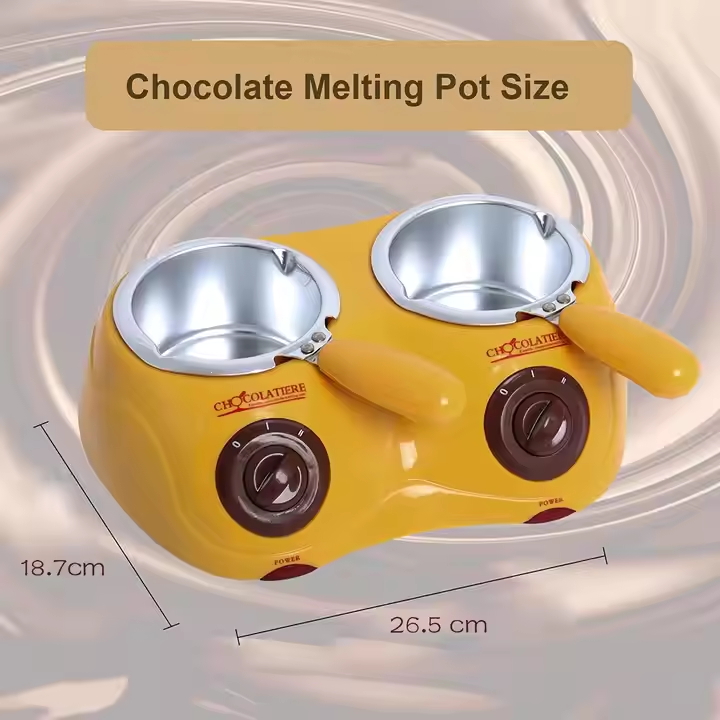 中国チョコレート溶けるポットデュアルエレクトリックチョコレートフォンデュ卸売