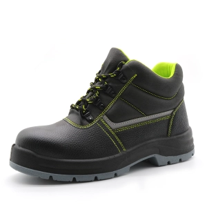 TM052 couro preto antiderrapante sola pu anti punção preço barato sapatos de segurança biqueira de aço