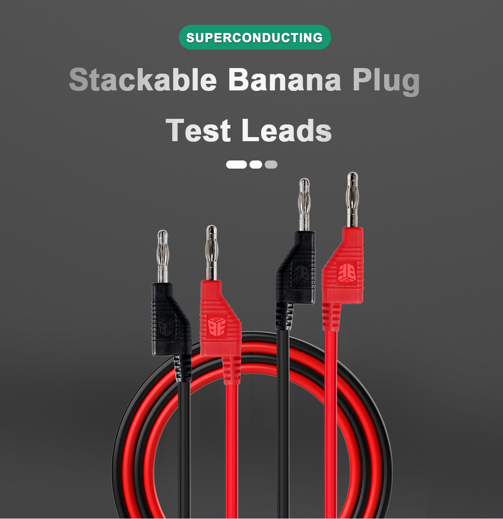 18AWG 2000V 20A Stackable Double Banana Plug Test Leads, Best Tool BST-070-JP