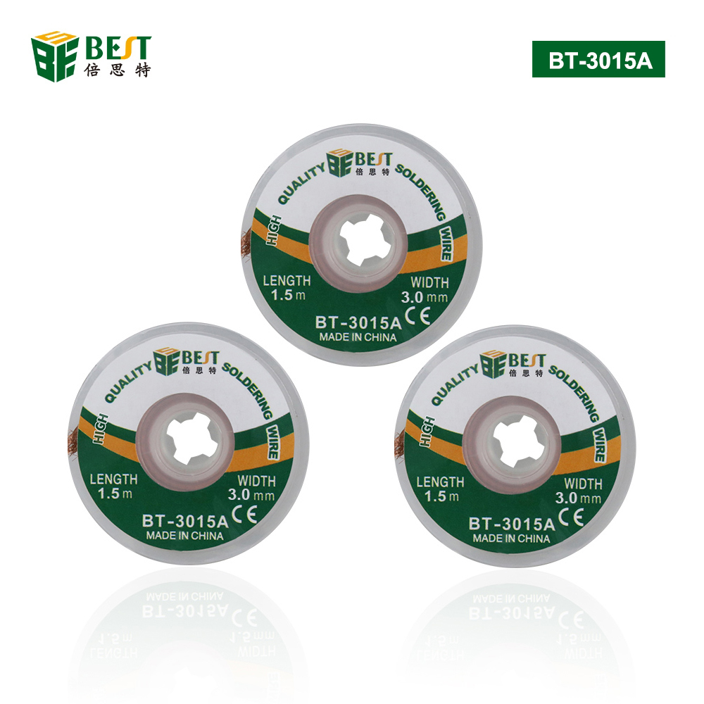 BST-3015A Desoldering Braid Solder Remover Sucker Flux Wick Soldering Cable Wire Repair Tool with Unique No-clean Flux FULI