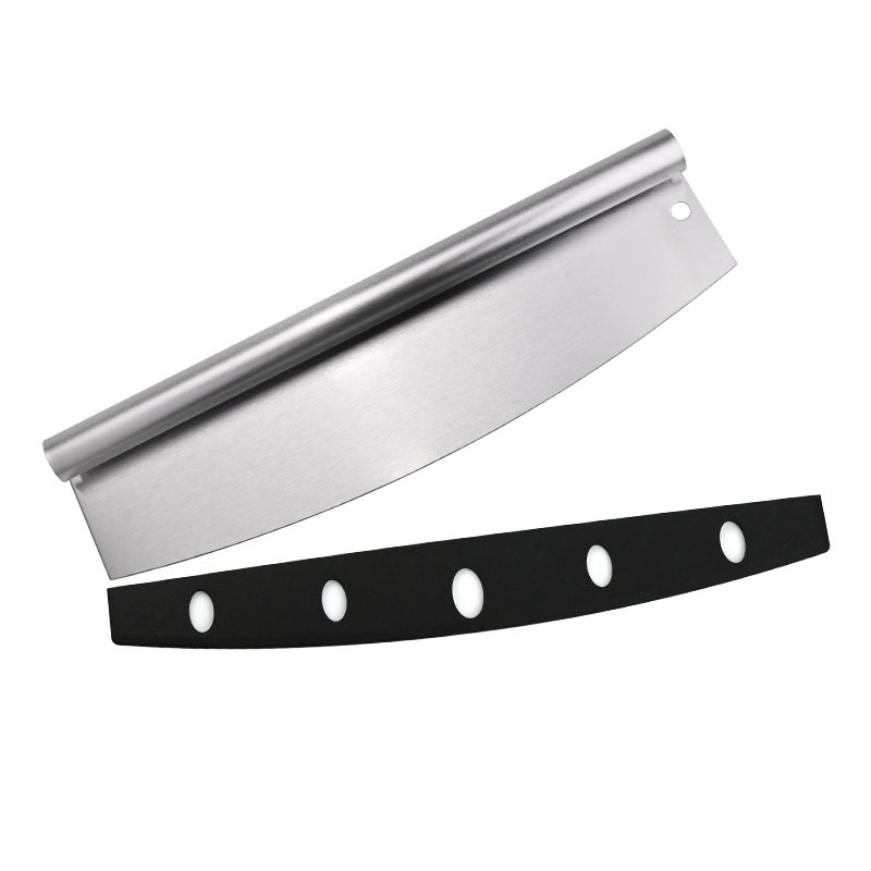 Stainless Steel Pizza Cutter Rocker Knife with Cover