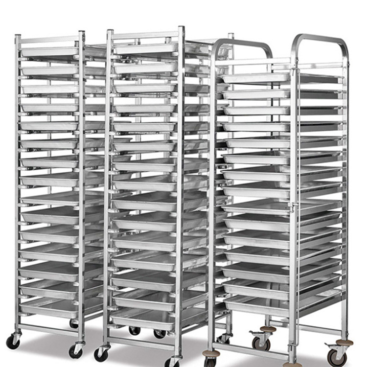 Commercial Bakery Trolley with Bread Baking Trays Pans