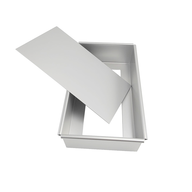Molde para hornear pasteles rectangular de aluminio anodizado con fondo extraíble