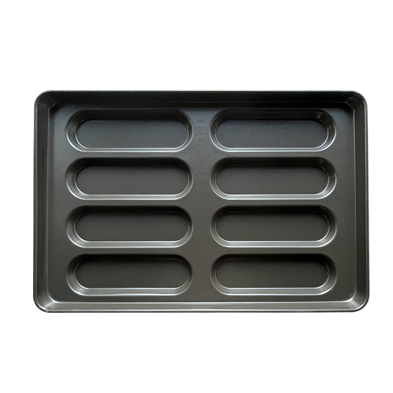Aluminized Steel 8-mold Hot Dog Bun Pan