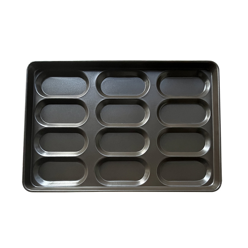 Aluminized Steel 12-mold Hot Dog Bun Pan