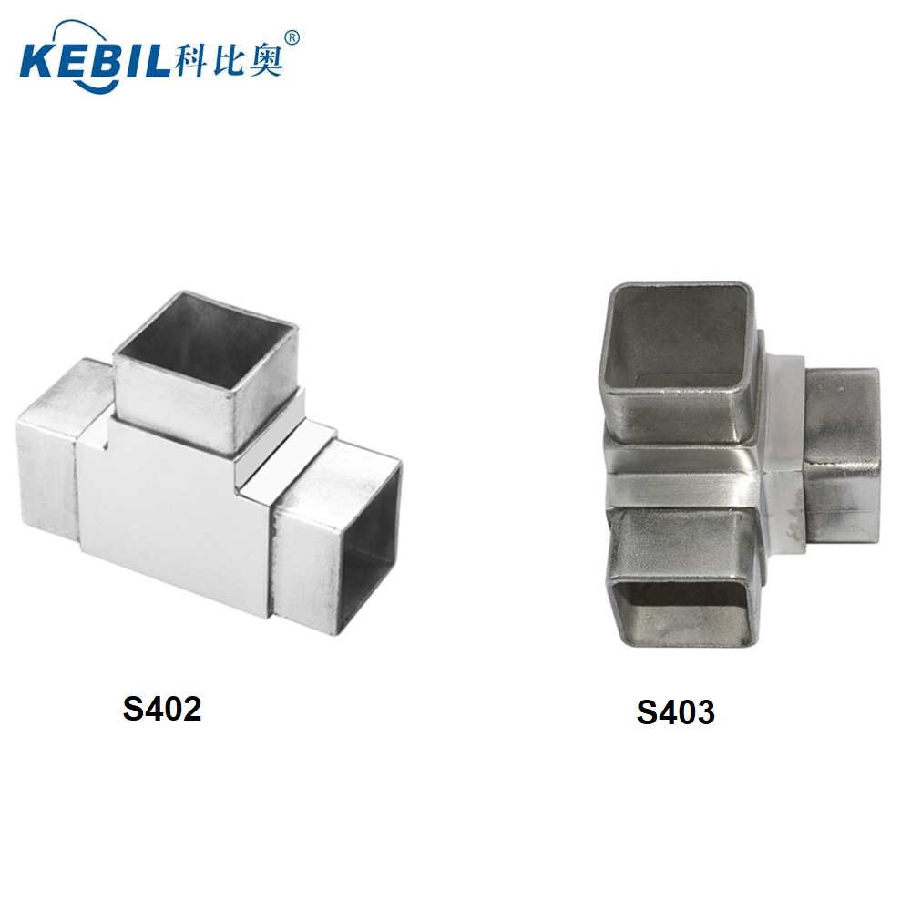 30mm/40mm 3 Way Square Tube Connectors 3-Way Flush Elbow Stainless Steel Handrail Elbow Fittings