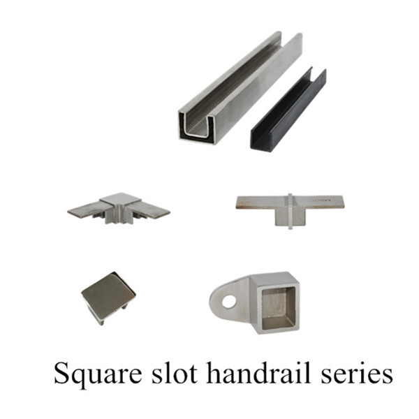316 stainless steel polished square slot tube mini top rail to suit 10mm or 12mm thick tempered glass