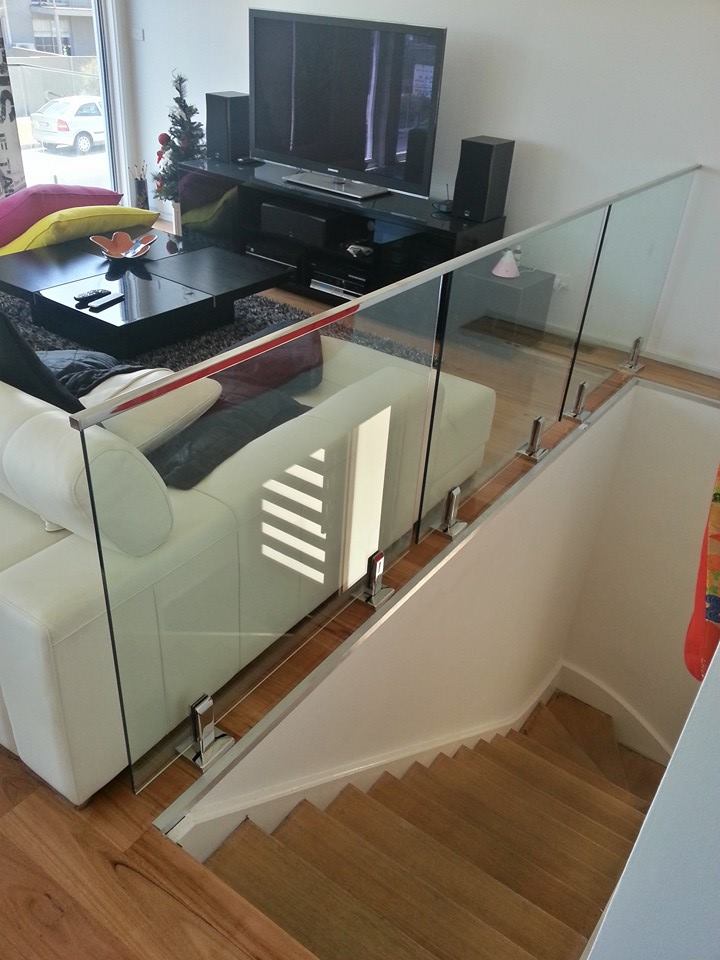 8K polish stainless steel 316L mini top handrail frameless glass railing design