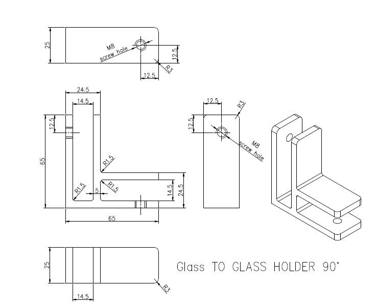 90 degree corner glass clamp for swimming pool fence
