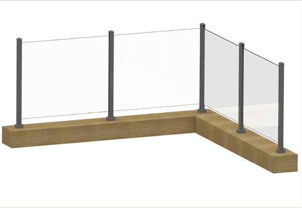 Aluminium-Zaun Handlauf für Balkon Glas Geländer Design