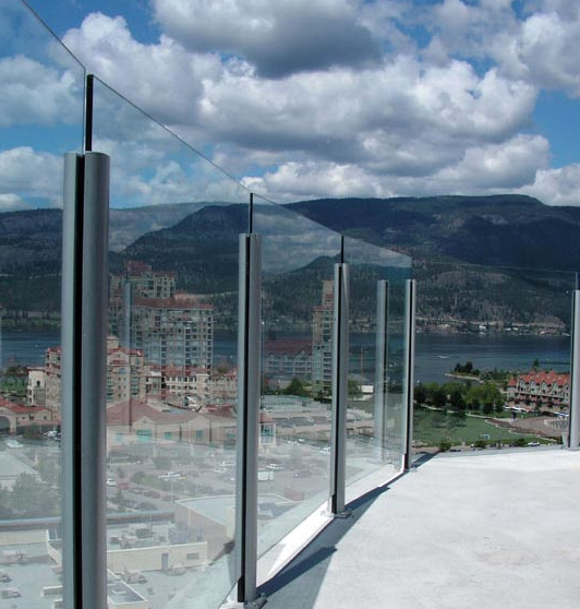Aluminum railing square & round post for balcony, deck, pool fencing, staircase glass railing