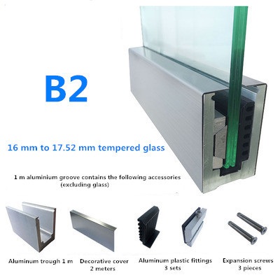 Pannelli di recinzione in vetro temperato con canale a U in alluminio senza telaio balaustra