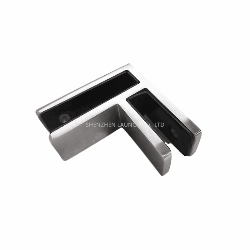 Brushed Satin Chrome Square 90 Degree Glass-to-Glass Clamp