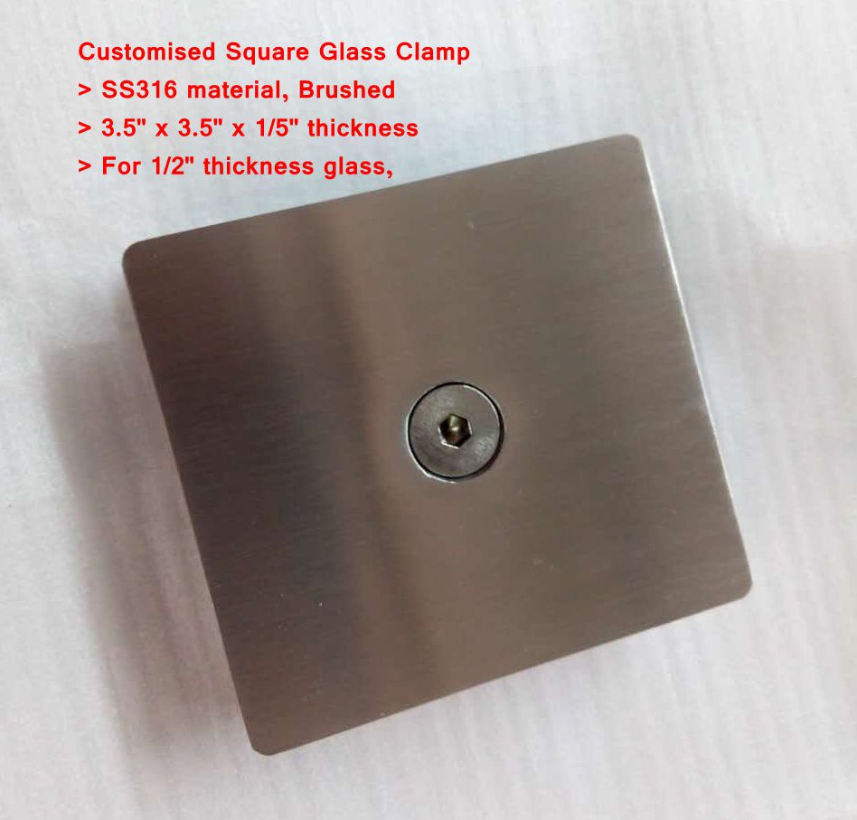 Matériel adapté aux besoins du client de pinces en verre d'acier inoxydable carré de 180 degrés
