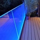 China Deck Outdoor Led Glass Railing Frameless Aluminum U Channel Glass Balustrade Balcony Fence Clamp Glass Railing With Led Light manufacturer