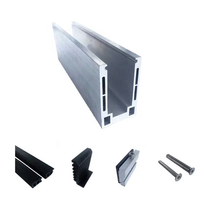 Deck aluminum u channel glass  railing system