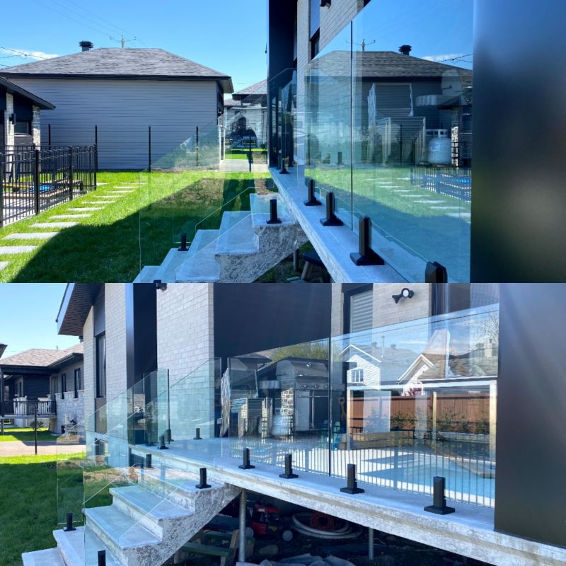 Duplex 2205 Marine Grade Gematteerde zwarte glazen spigot voor trap- en balkon glas schermen