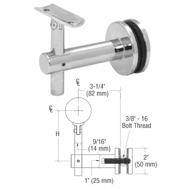 Glass mounting adjustable handrail bracket curved saddle for balustrading 16mm hole required in glass