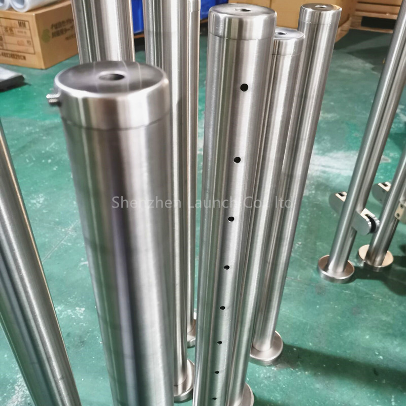 Pre-drilled stainless steel cable deck railing post