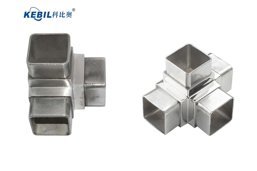 Precision Casting Long Life Satin Polish Stainless Steel Square Tube Connector 50mm For Building Use