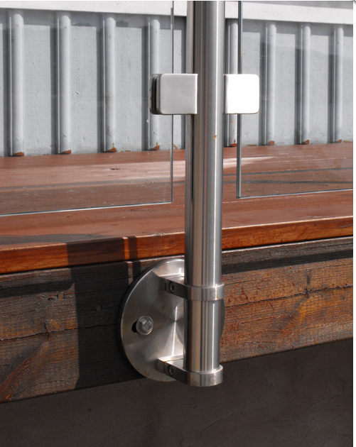 Side mounted stainless steel railing design for balcony and deck
