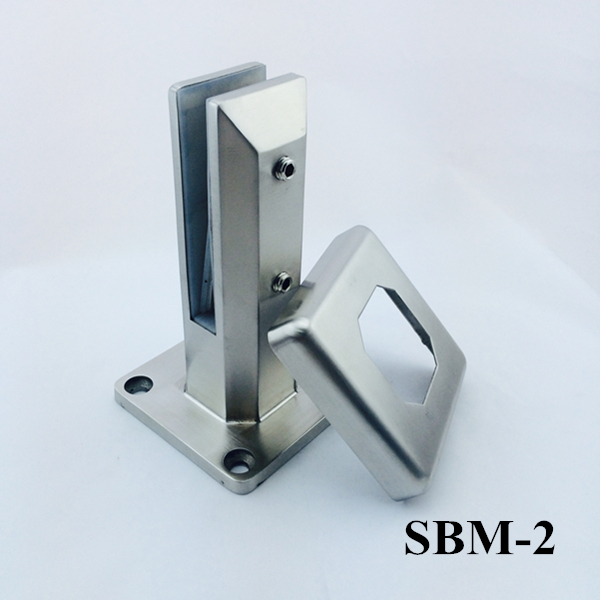 Neliönmuotoinen pohjalevy hana SBM-2 ruostumatonta terästä täysin kehyksetön lasi kaide järjestelmä