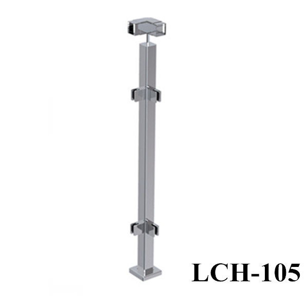 Stainless 42 Inch  Steel Square Glass Clamp Square Post Railing Kit for Glass Balustrade Design