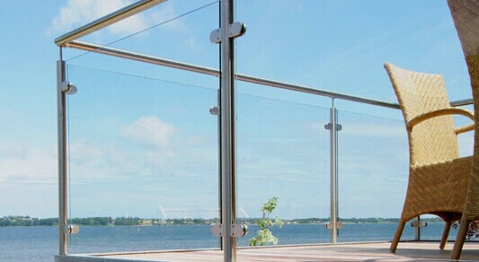 Inoxydable rond encadré balustrades avec remplissage en verre