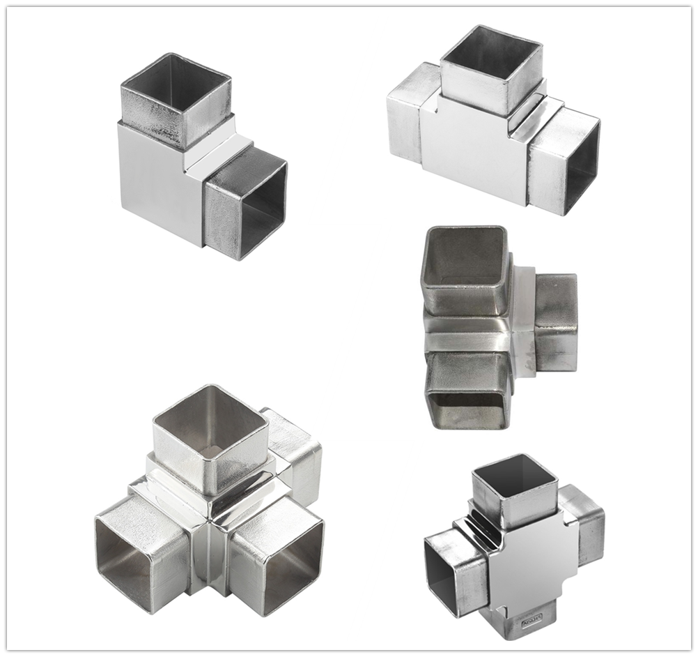 Stainless Steel Pipe Fitting 40mm/50mm Square Tube Connectors