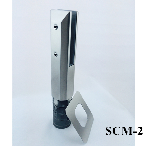 Stainless steel core drilled square glass spigot SCM-2