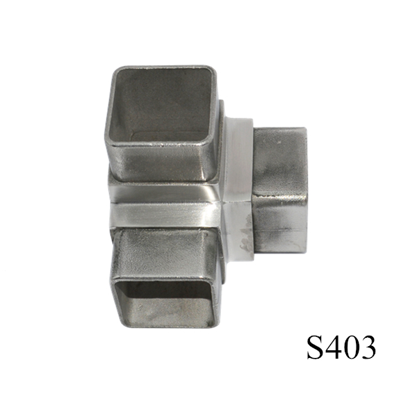 Stainless steel handrail 3 way corner square tube connector 40x40mm S403