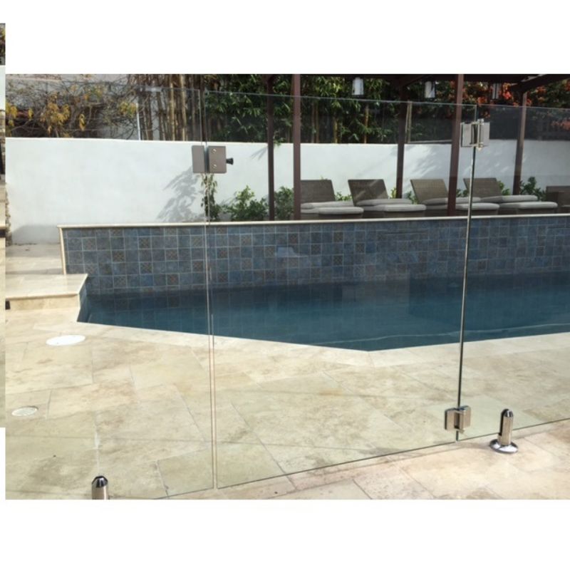 Stainless steel matte black glass to glass hinge with two flat ends for frameless glass pool fencing