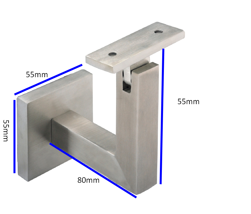 Stainless steel square handrail bracket holder for glass railing system