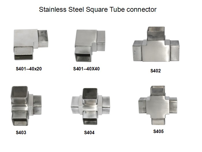 Raccordi per connettori a tubo quadrato in acciaio inossidabile per tubo 40x40mm, spessore 1,5mm